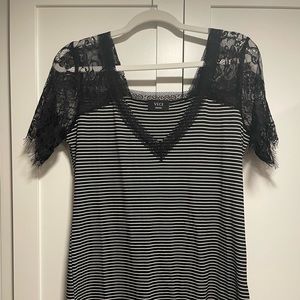Black striped lace top
